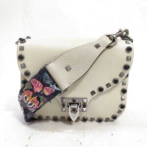 Authentic Valentino Garavani  White Leather Crossbody Bag mn682-121725